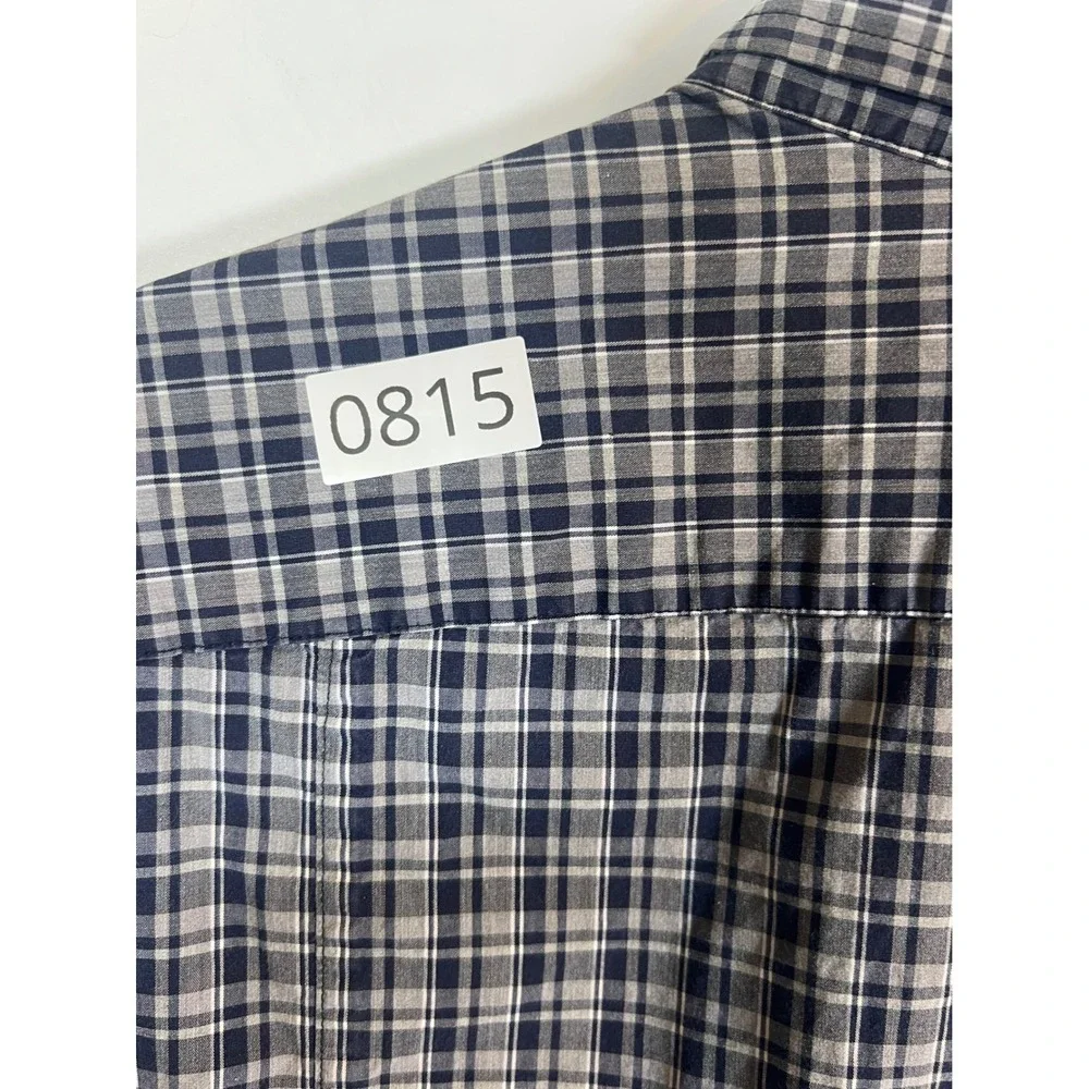 Banana Republic Mens Button Down Shirt Slim Fit Plaid Blue Large